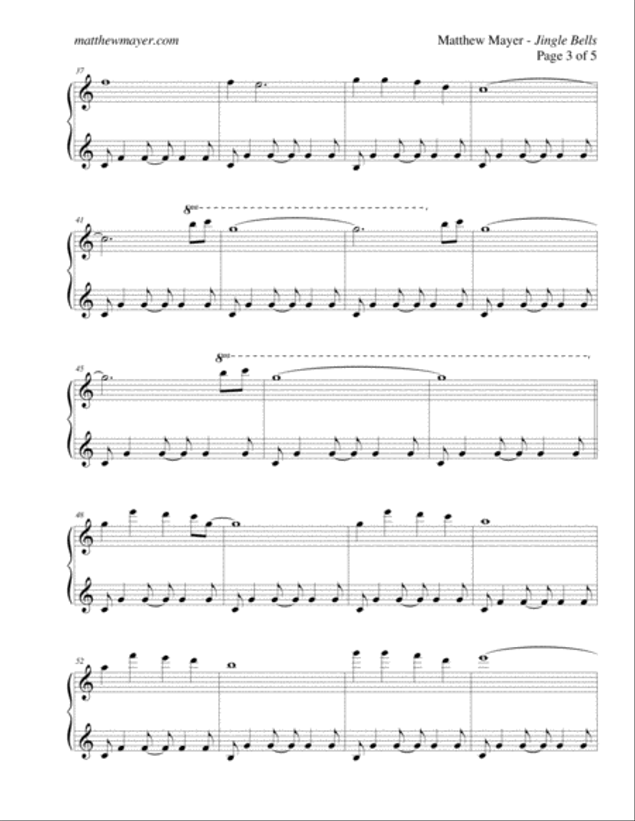 Jingle Bells - Instrumental Solo Piano Arrangement Easy Piano scores gallery preview page 3