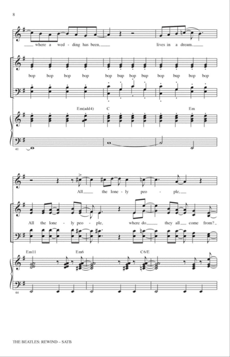 The Beatles: Rewind (Medley) (arr. Mark Brymer) 4-Part scores gallery preview page 7
