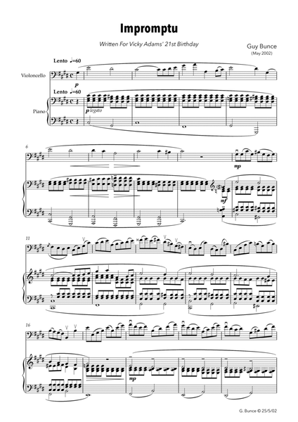 Impromptu for cello and piano Piano - Digital Sheet Music