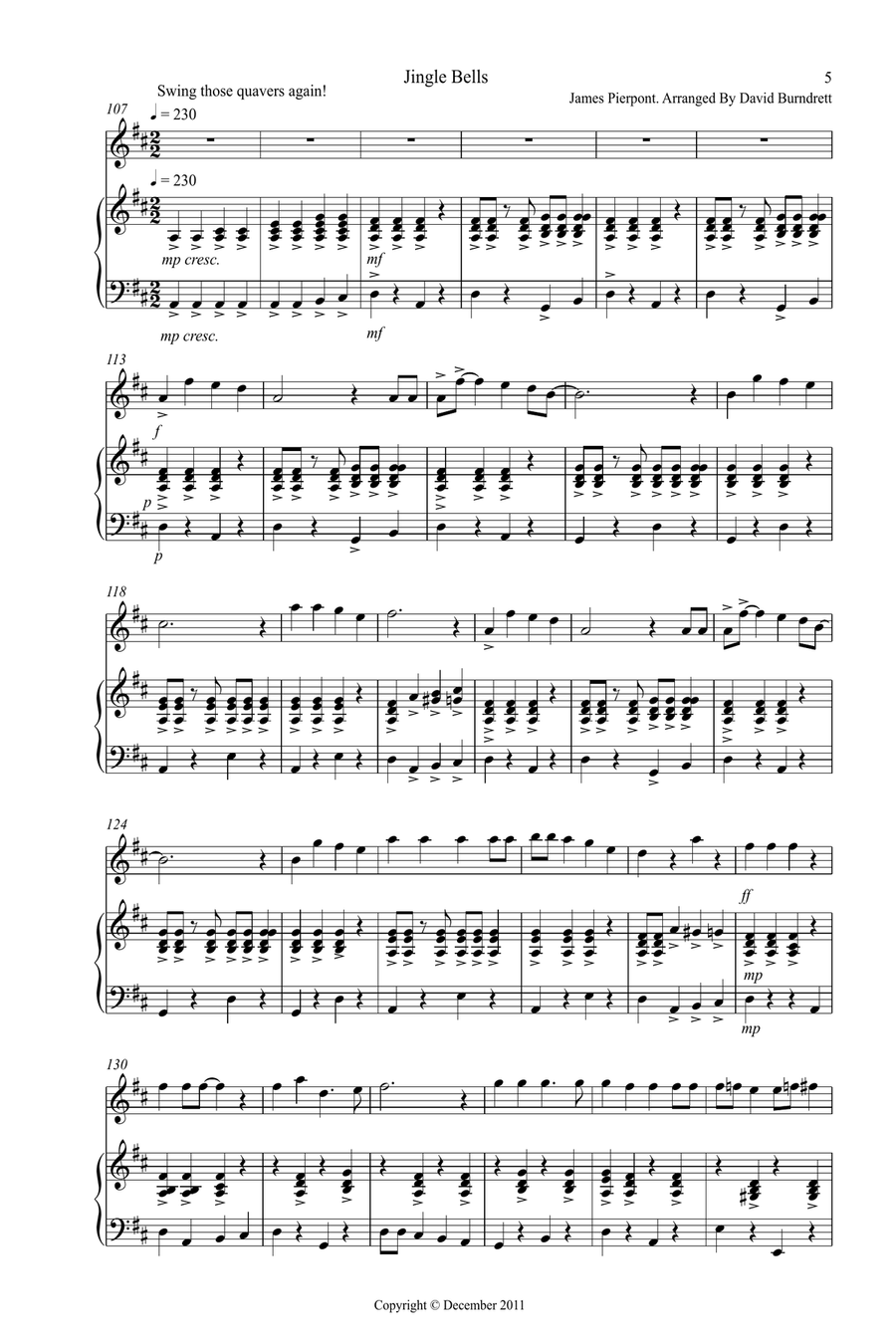 3 Jazzy Christmas Pieces for Flute and Piano Woodwind Duet scores gallery preview page 5