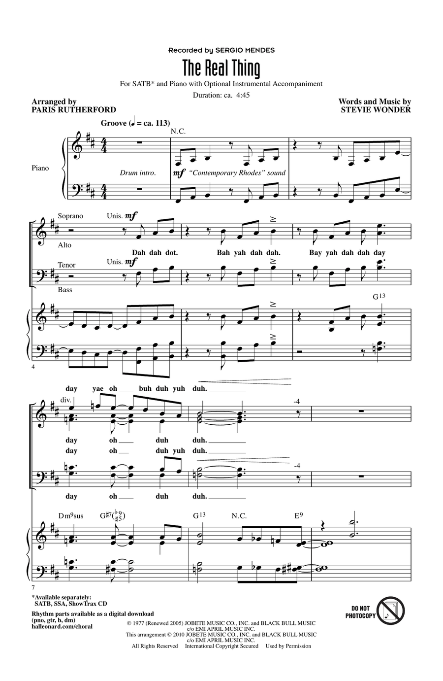 The Real Thing 4-Part scores gallery preview page 1