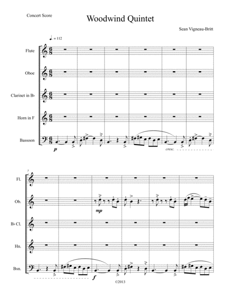 Woodwind Quintet, Score and Parts image number null