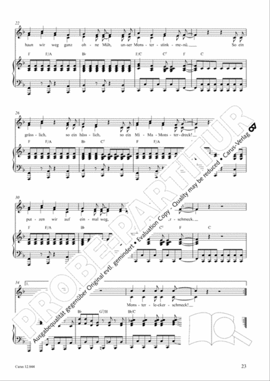 Gruselmonsterzaubersongs. Heft II Children's Choir scores gallery preview page 24