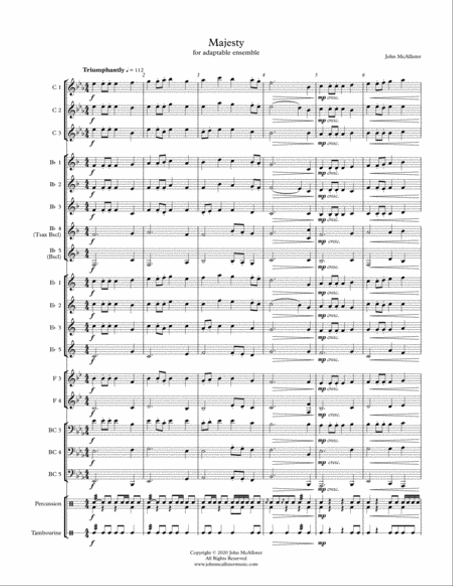 Majesty - for adaptable quintet Concert Band scores gallery preview page 1