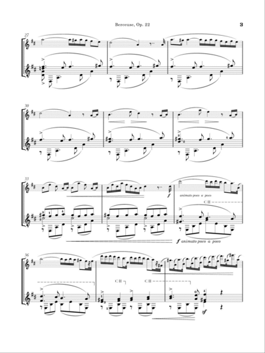 Berceuse, Op. 22 for Flute and Guitar Flute scores gallery preview page 4
