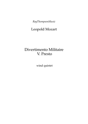 Book cover for Divertimento Militaire (Military Divertimento in D) Mvt.V. Presto - wind quintet