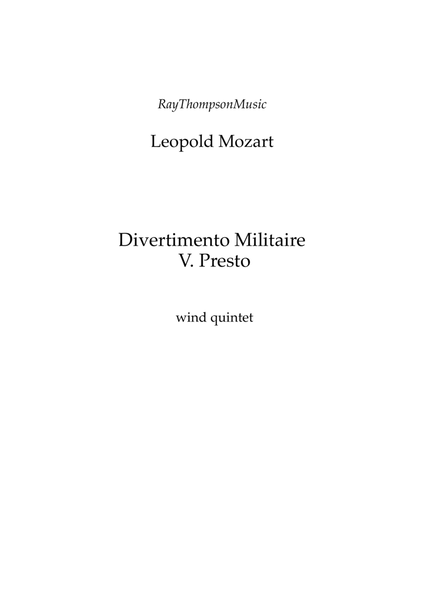 Divertimento Militaire (Military Divertimento in D) Mvt.V. Presto - wind quintet image number null