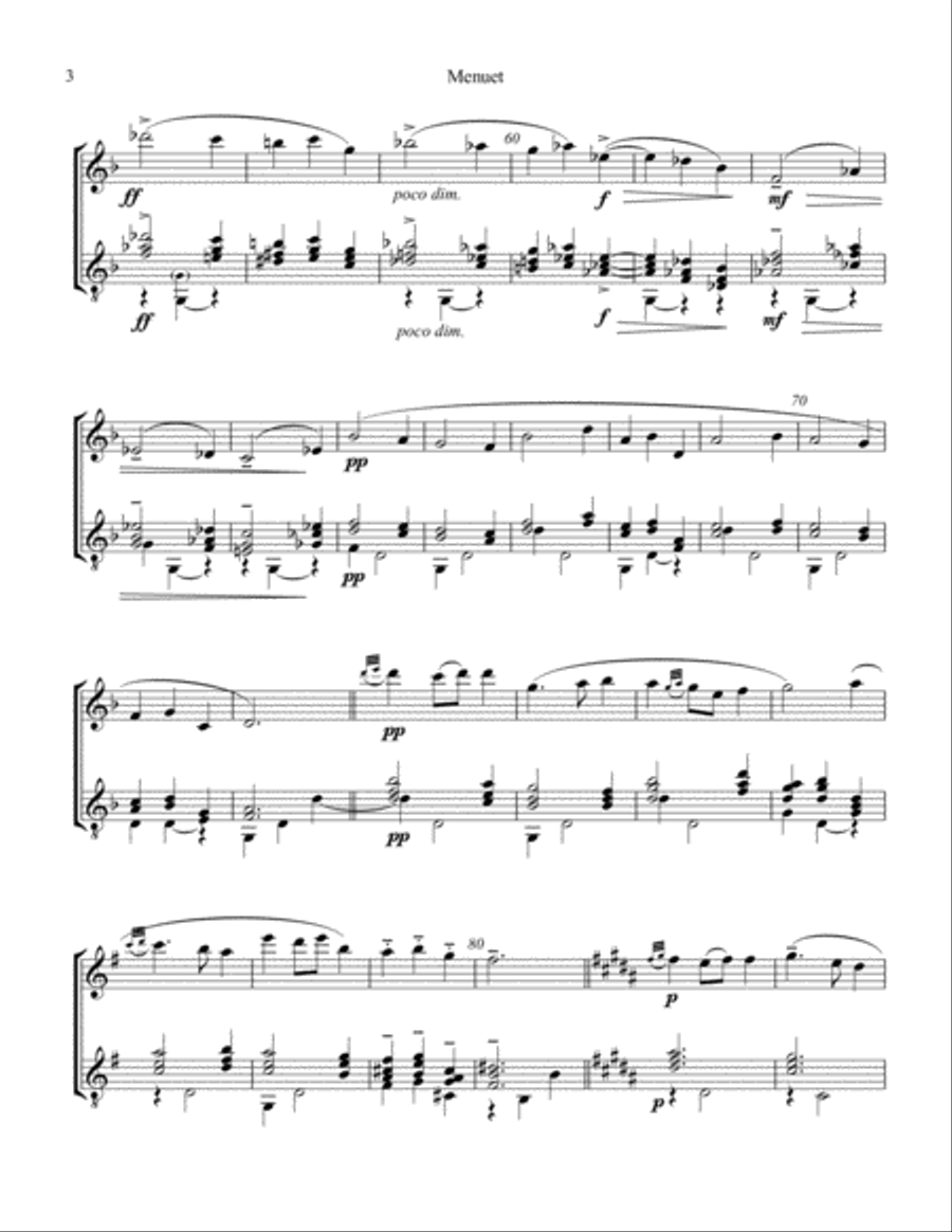 Menuet from Le tombeau de Couperin for violin or flute and guitar Flute scores gallery preview page 4