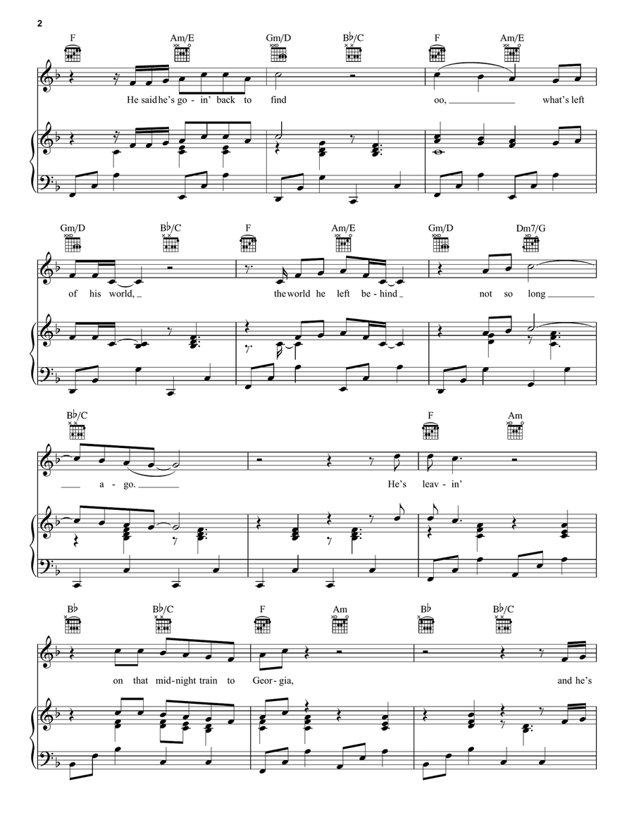 Midnight Train To Georgia Piano, Vocal, Guitar scores gallery preview page 2