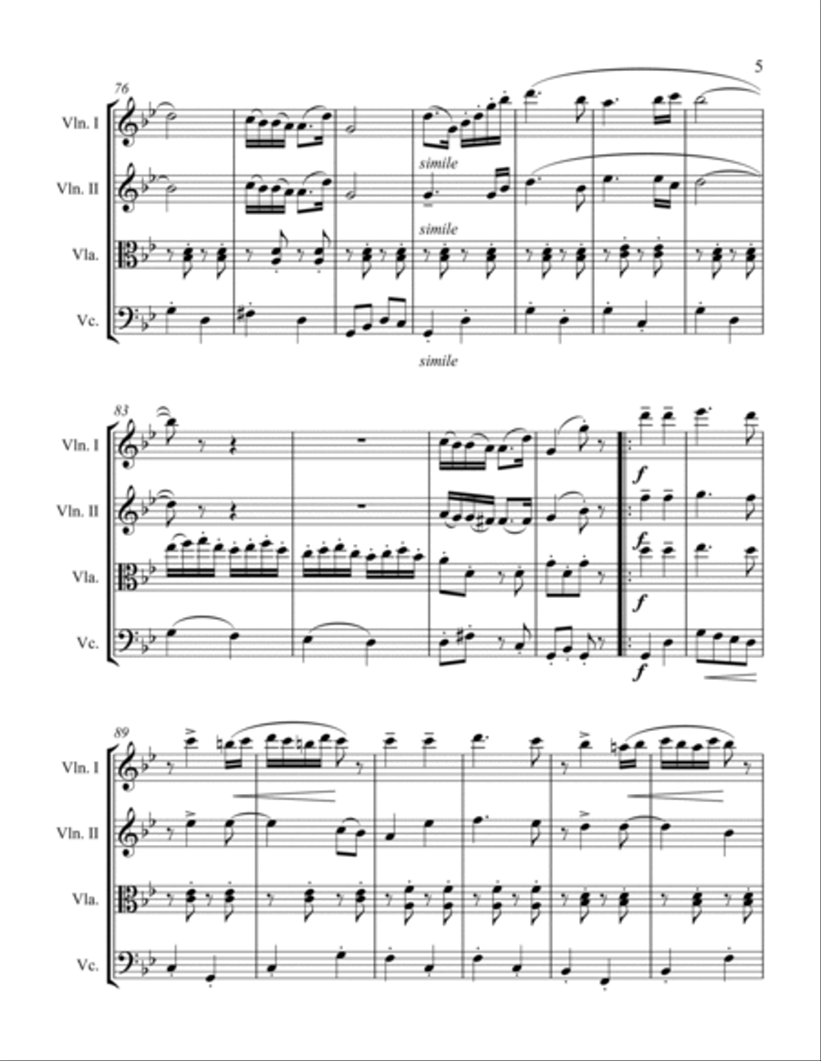 Hungarian Dance No. 5 by J. Brahms for String Quartet String Quartet scores gallery preview page 5
