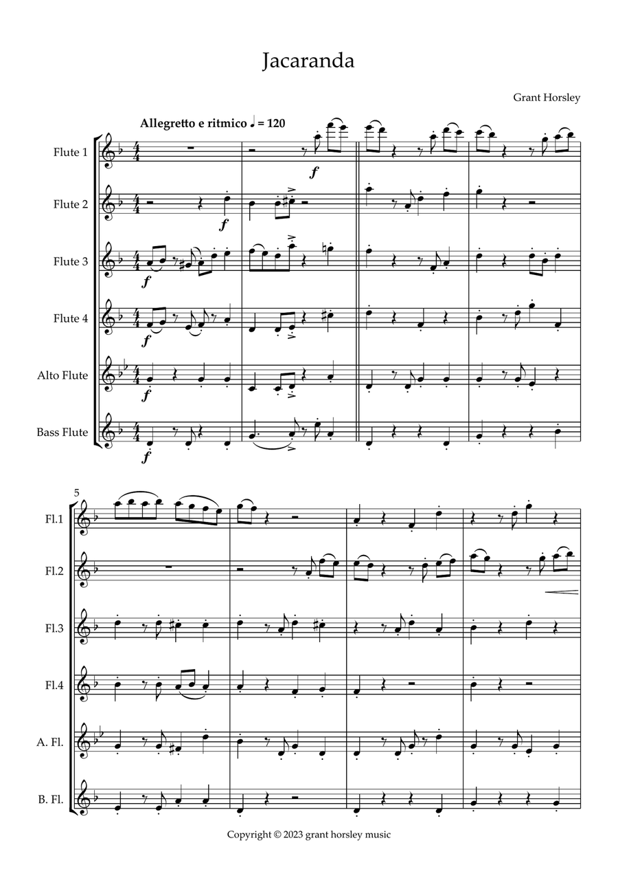 Jacaranda. Original Tango for Flute Choir Flute Choir scores gallery preview page 2