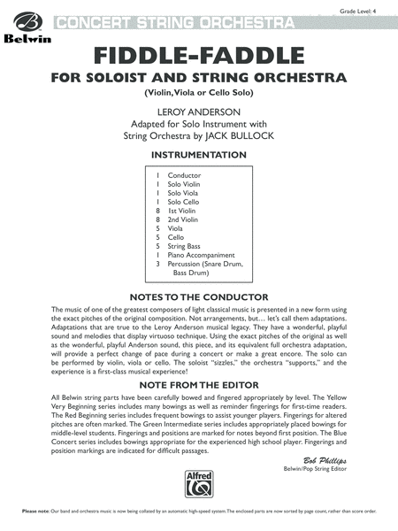 Fiddle-Faddle (for Soloist and String Orchestra): Score