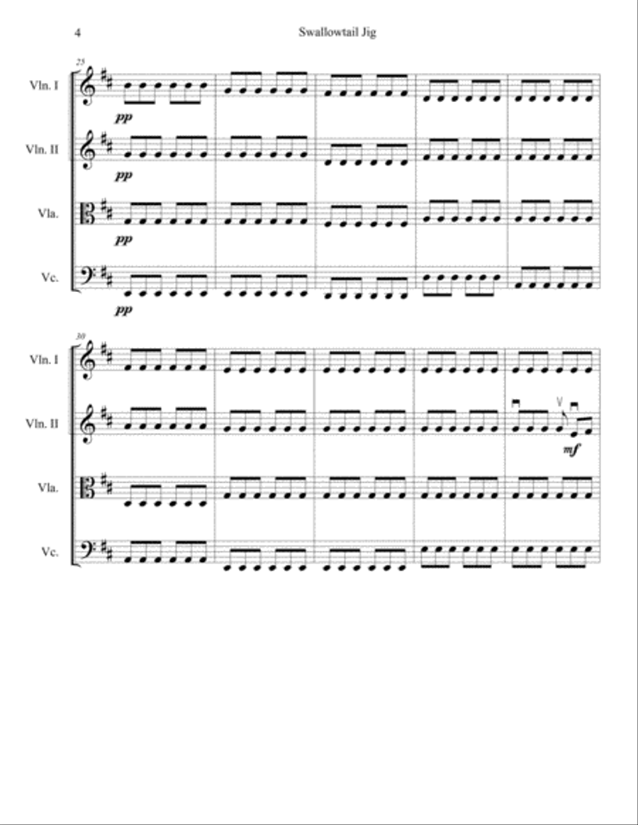 Swallowtail Jig String Quartet scores gallery preview page 4