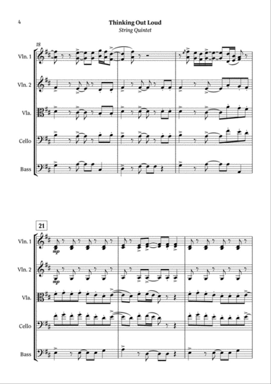 Thinking Out Loud String Quartet scores gallery preview page 5