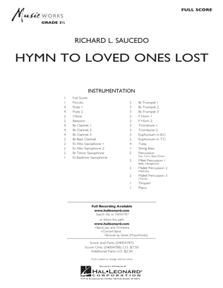 Book cover for Hymn to Loved Ones Lost - Conductor Score (Full Score)