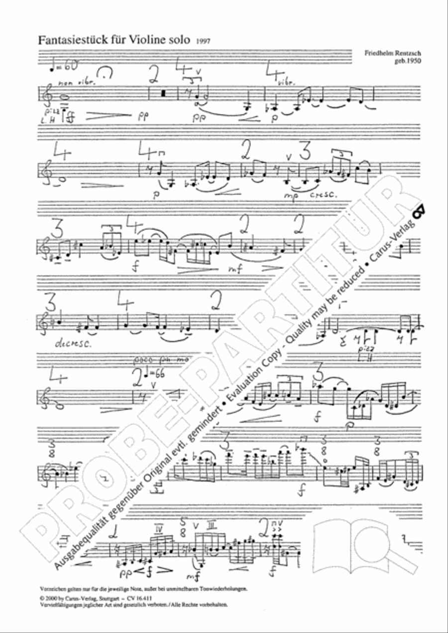 Phantasy piece for violin solo Violin Solo scores gallery preview page 3
