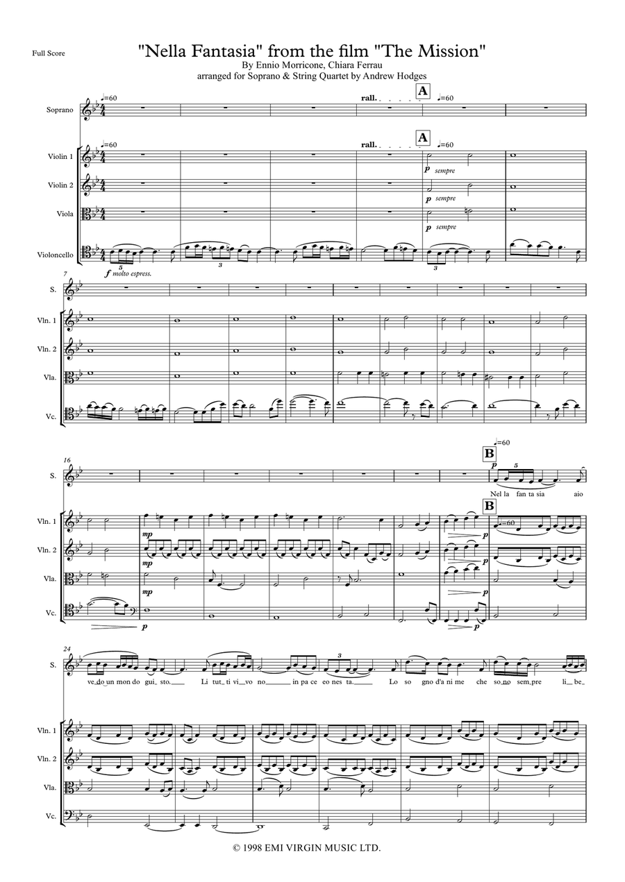 Nella Fantasia String Quartet scores gallery preview page 1