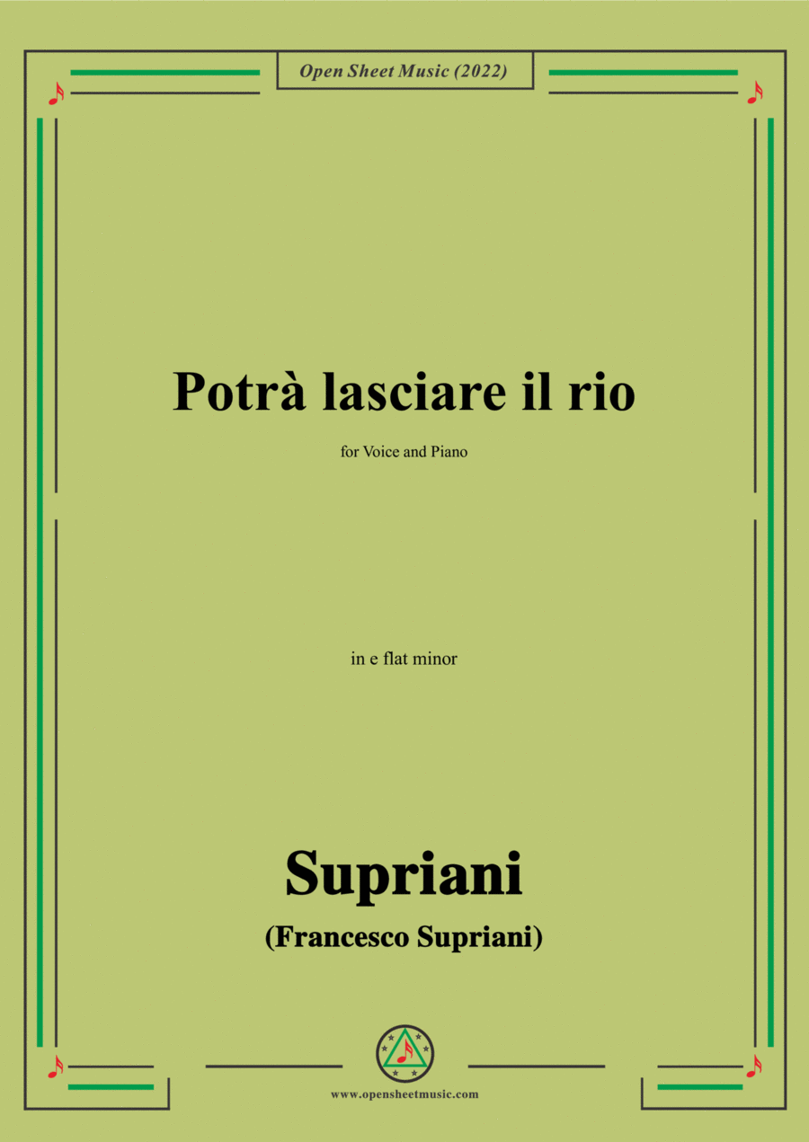 Supriani-Potrà lasciare il rio,in e flat minor,for Voice and Piano Voice Solo scores gallery preview page 1
