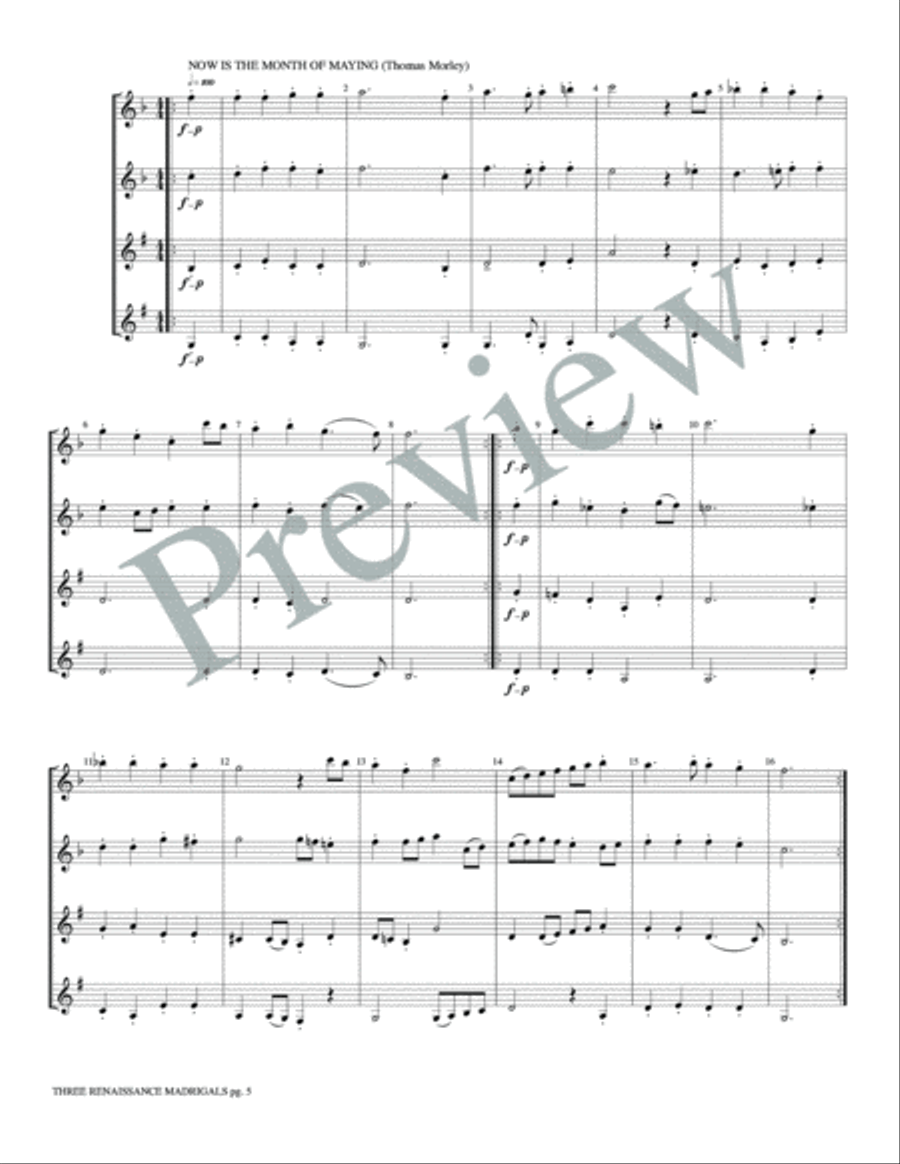 Three Renaissance Madrigals Woodwind Quartet scores gallery preview page 7