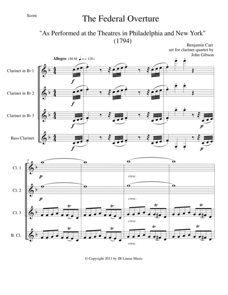 1794! Federal Overture for Clarinet Quartet image number null