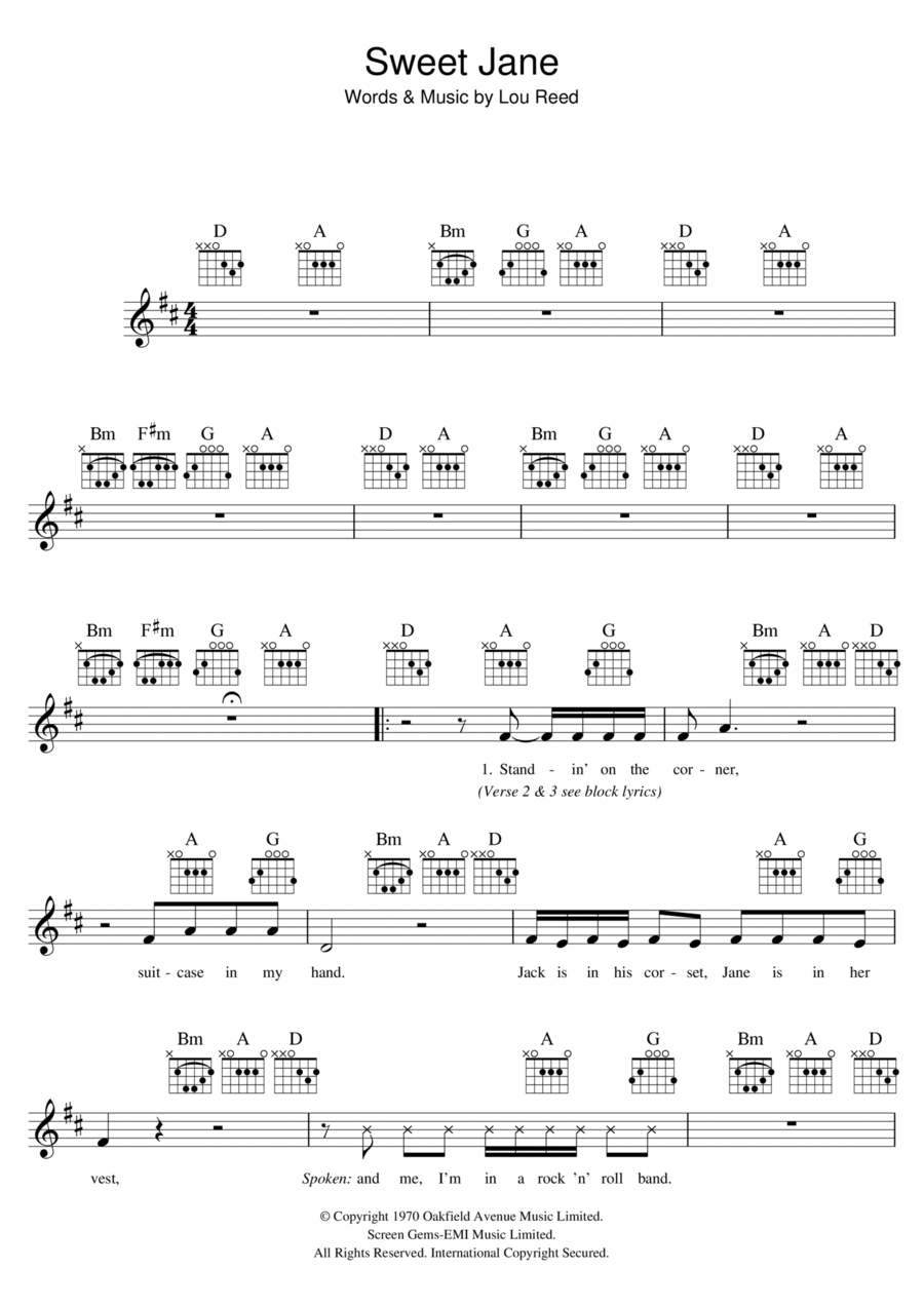 Sweet Jane Piano scores gallery preview page 1