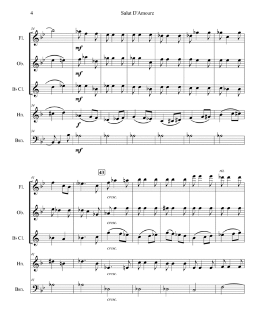 Salut De'Amoure (Liebesgruss) Woodwind Quintet scores gallery preview page 4