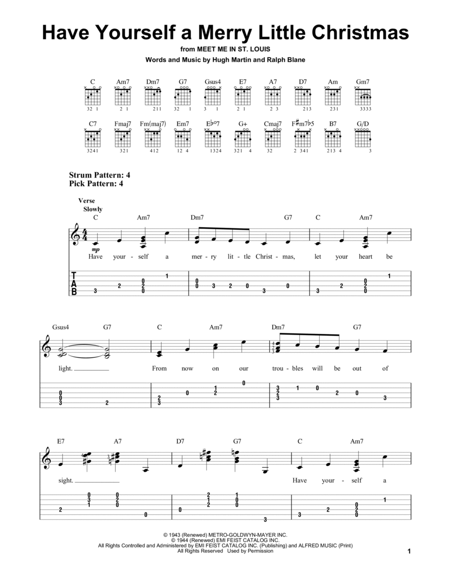 Have Yourself A Merry Little Christmas Guitar Tablature scores gallery preview page 1