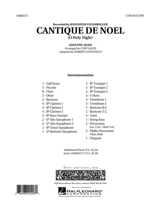 Book cover for Cantique de Noel (O Holy Night) - Conductor Score (Full Score)
