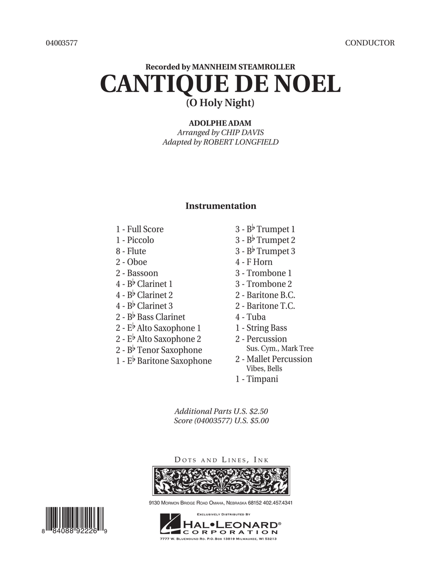 Cantique de Noel (O Holy Night) - Conductor Score (Full Score)
