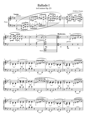 Book cover for Chopin - Ballade no.1 Op. 23 in G minor - Original With Fingered For Piano Solo