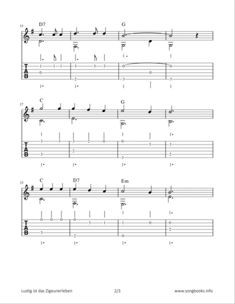 Lustig ist das Zigeunerleben Acoustic Guitar scores gallery preview page 2