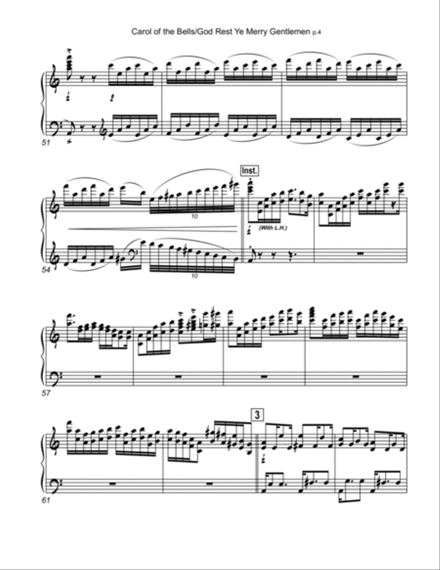 Carol of the Bells / God Rest Ye Merry Gentlemen - Piano (Late Intermediate/Advanced Level) Piano Solo scores gallery preview page 6
