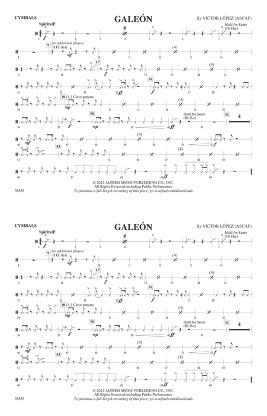 Galeón: Cymbals Galeón: Cymbals Marching Band scores gallery preview page 1