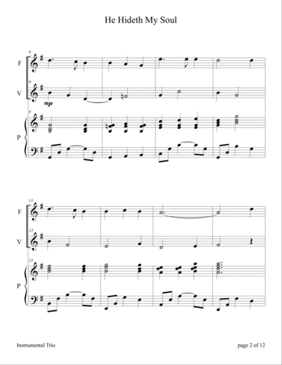 He Hideth My Soul (for Flute and Violin Duet with Piano Accompaniment) Flute scores gallery preview page 5