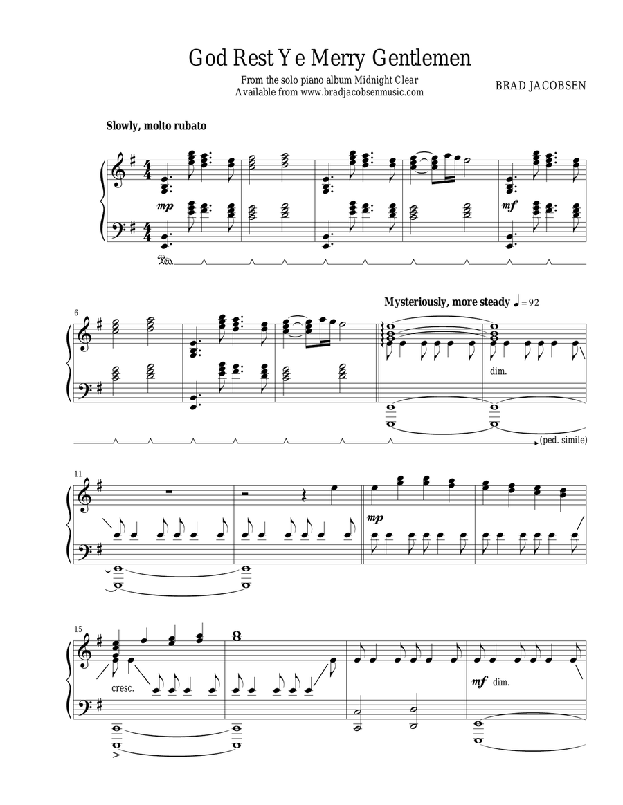 God Rest Ye Merry, Gentlemen Piano Solo scores gallery preview page 1