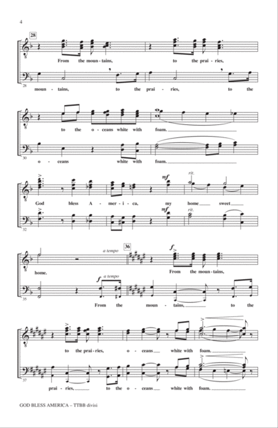 God Bless America (arr. Mark Brymer) TTBB scores gallery preview page 3