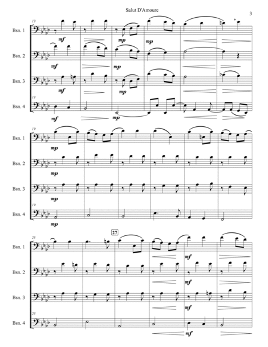 Salut De'Amoure (Liebesgruss) Woodwind Quartet scores gallery preview page 3