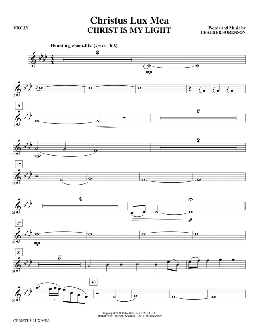 Christus Lux Mea - Violin Choir scores gallery preview page 1