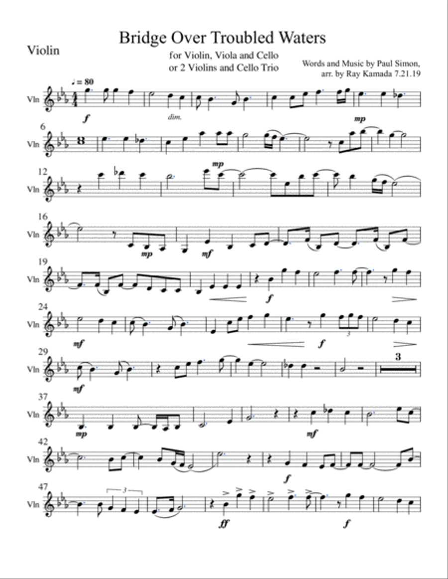 Bridge Over Troubled Water String Trio scores gallery preview page 6
