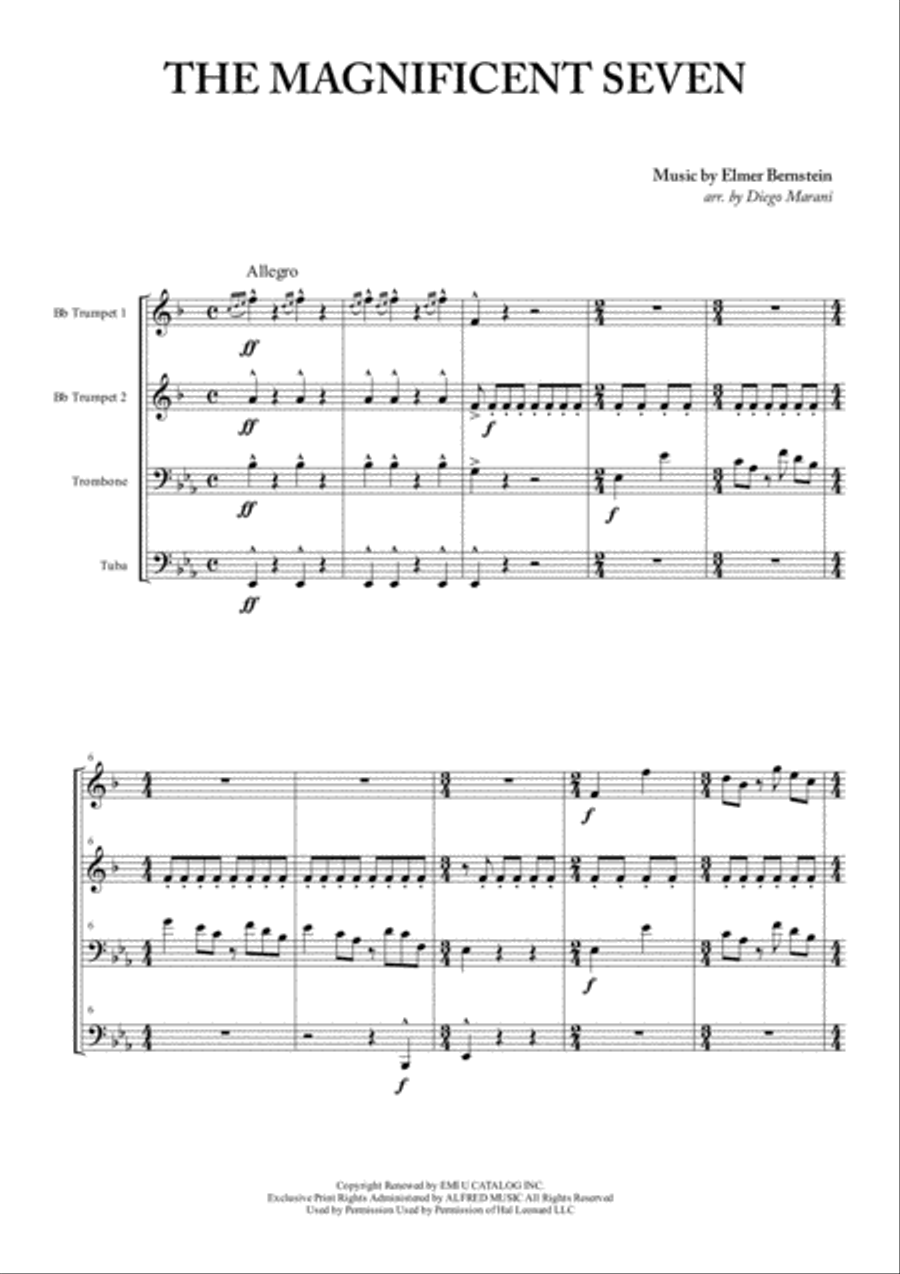 The Magnificent Seven Brass Ensemble scores gallery preview page 1