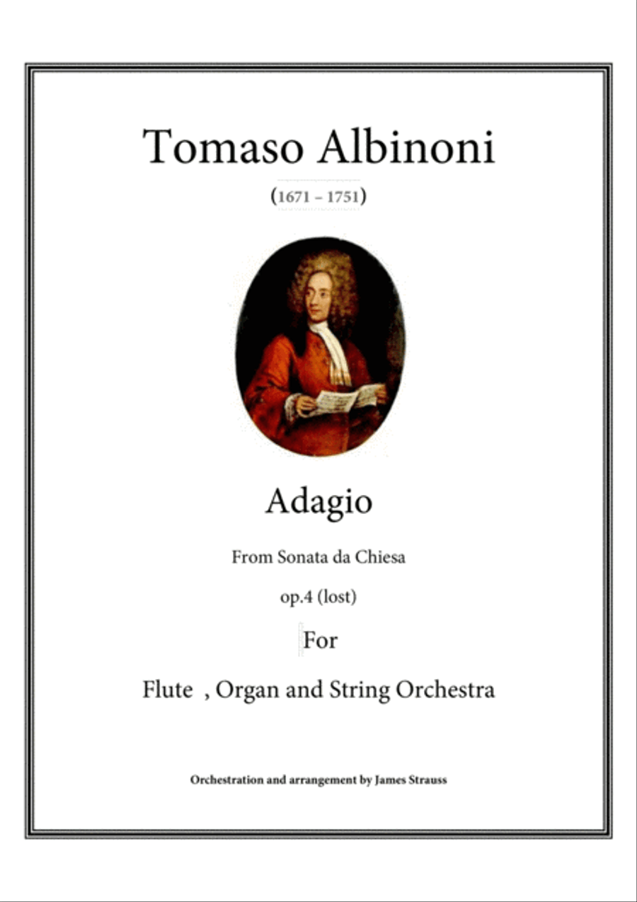 Adagio in g minor for flute, strings and organ String Orchestra scores gallery preview page 1