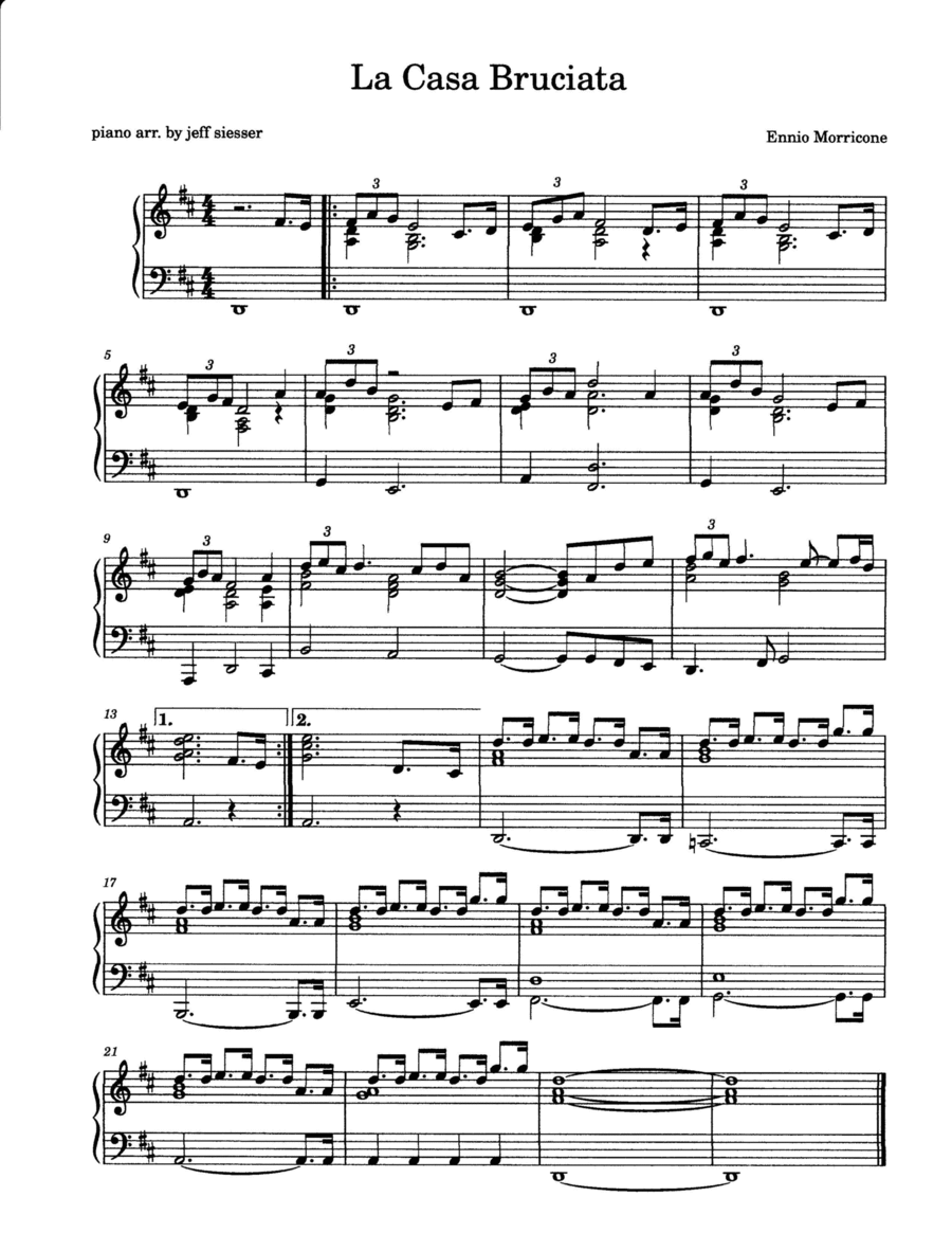 La Casa Bruciata La Casa Bruciata Piano Solo scores gallery preview page 1