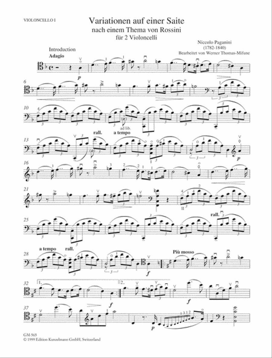 Variations on one string after a theme by Rossini Cello scores gallery preview page 2