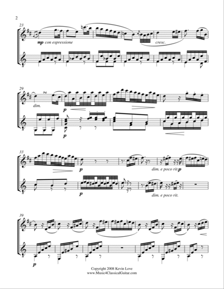 Fur Elise (Clarinet and Guitar) - Score and Parts Clarinet scores gallery preview page 2