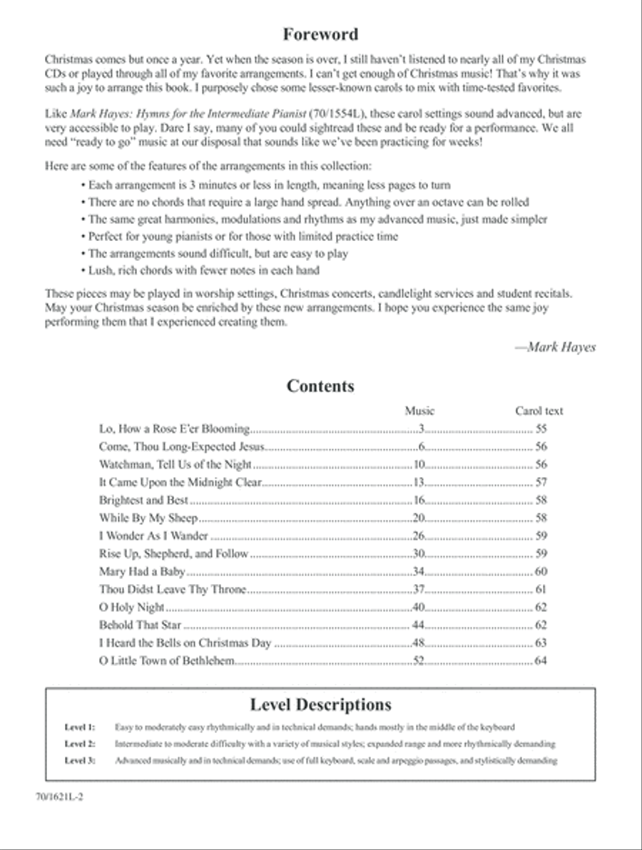 Mark Hayes: Carols for the Intermediate Pianist Piano Solo scores gallery preview page 2