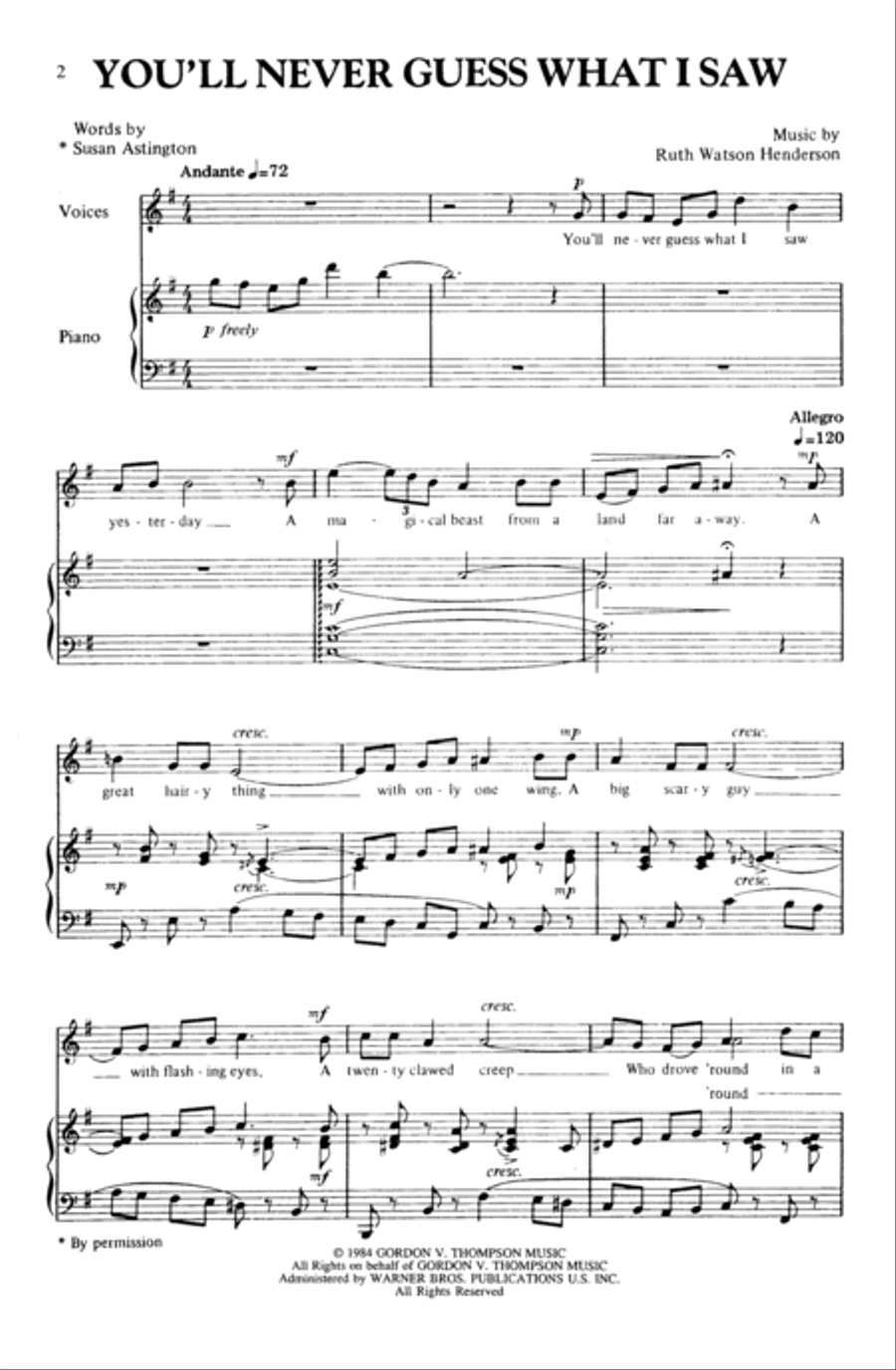 You'll Never Guess What I Saw Unison Choir scores gallery preview page 2
