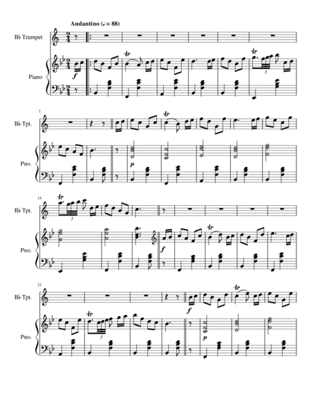 Opus 126a, Concerto for Trumpet & Orchestra in Bb-do (Piano Score) image number null