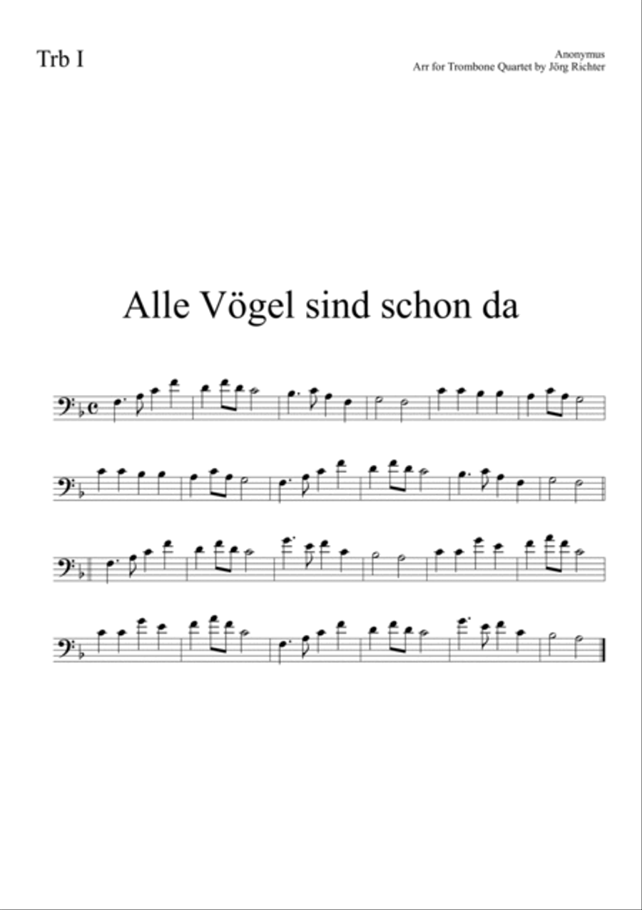 Alle Vögel sind schon da for Trombone Quartet Brass Quartet scores gallery preview page 3