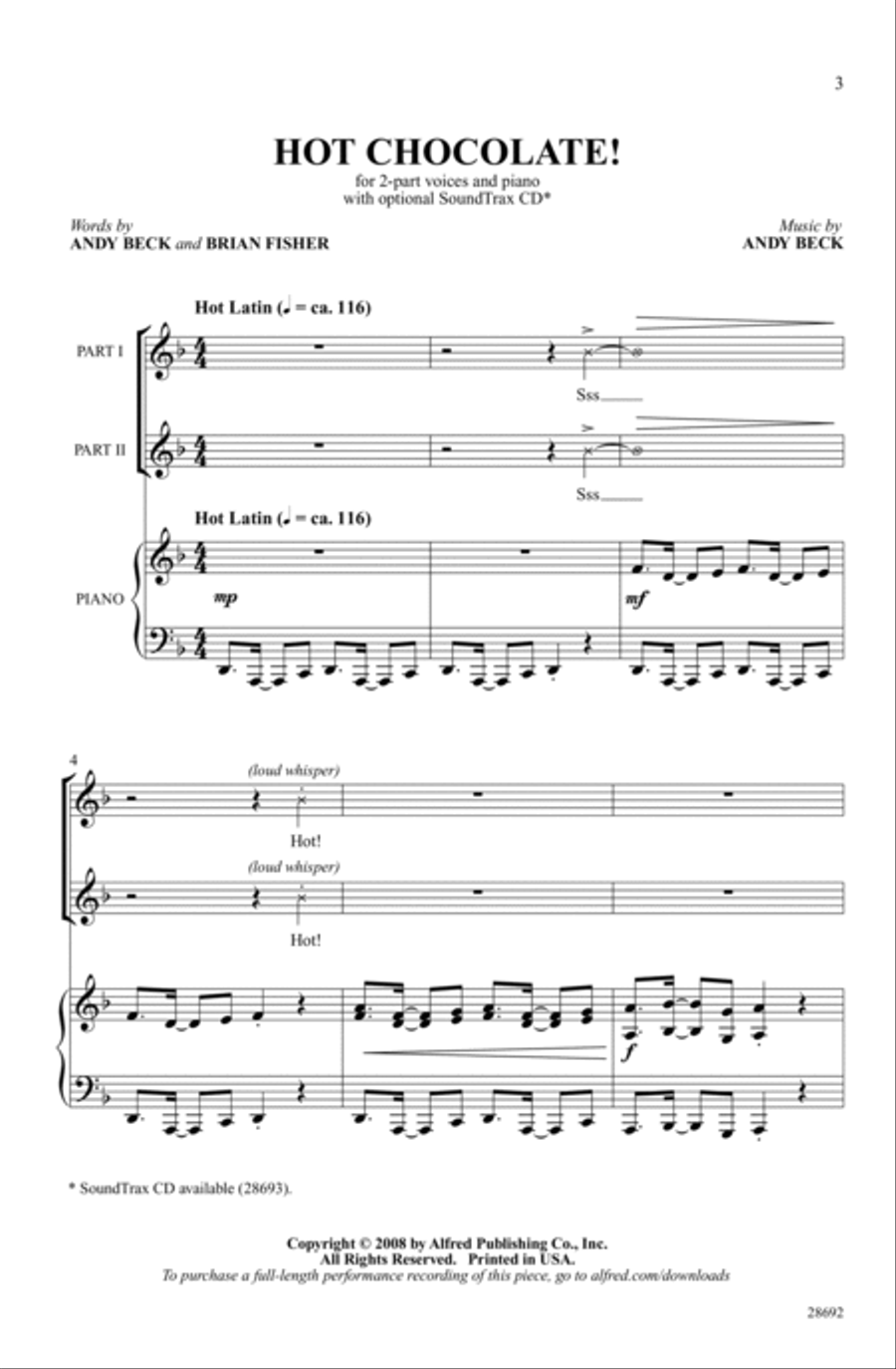 Hot Chocolate! Hot Chocolate! 2-Part scores gallery preview page 1