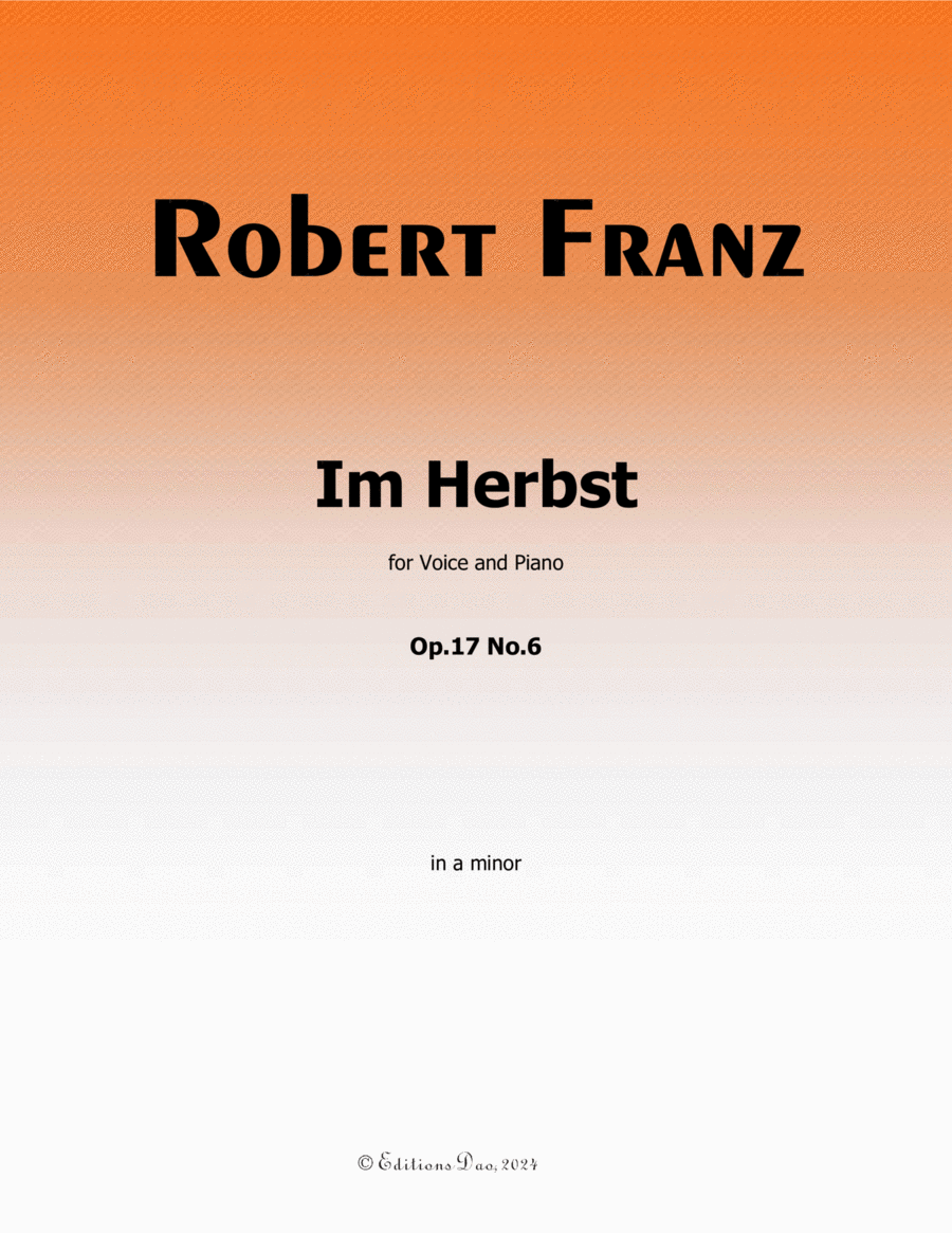 Im Herbst, by Robert Franz, in a minor Voice scores gallery preview page 1